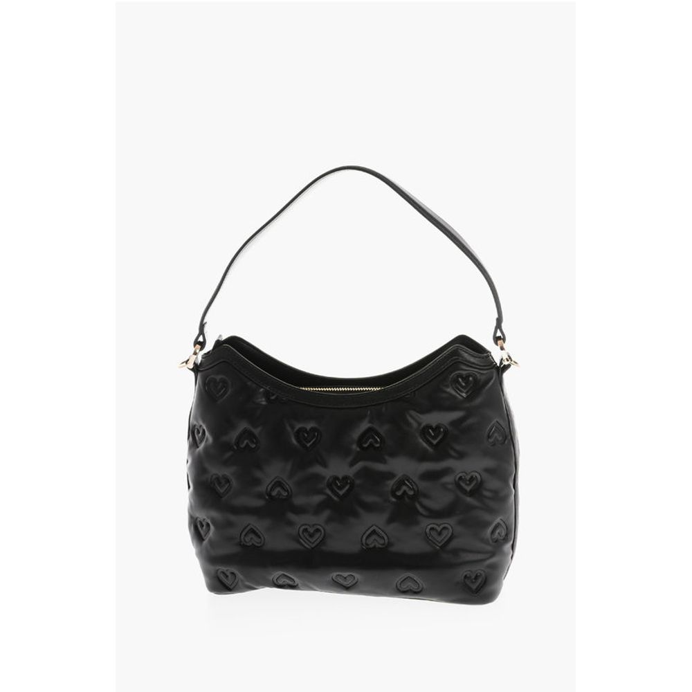 LOVE Embossed Hearts All Over Faux Leather Hobo Bag
