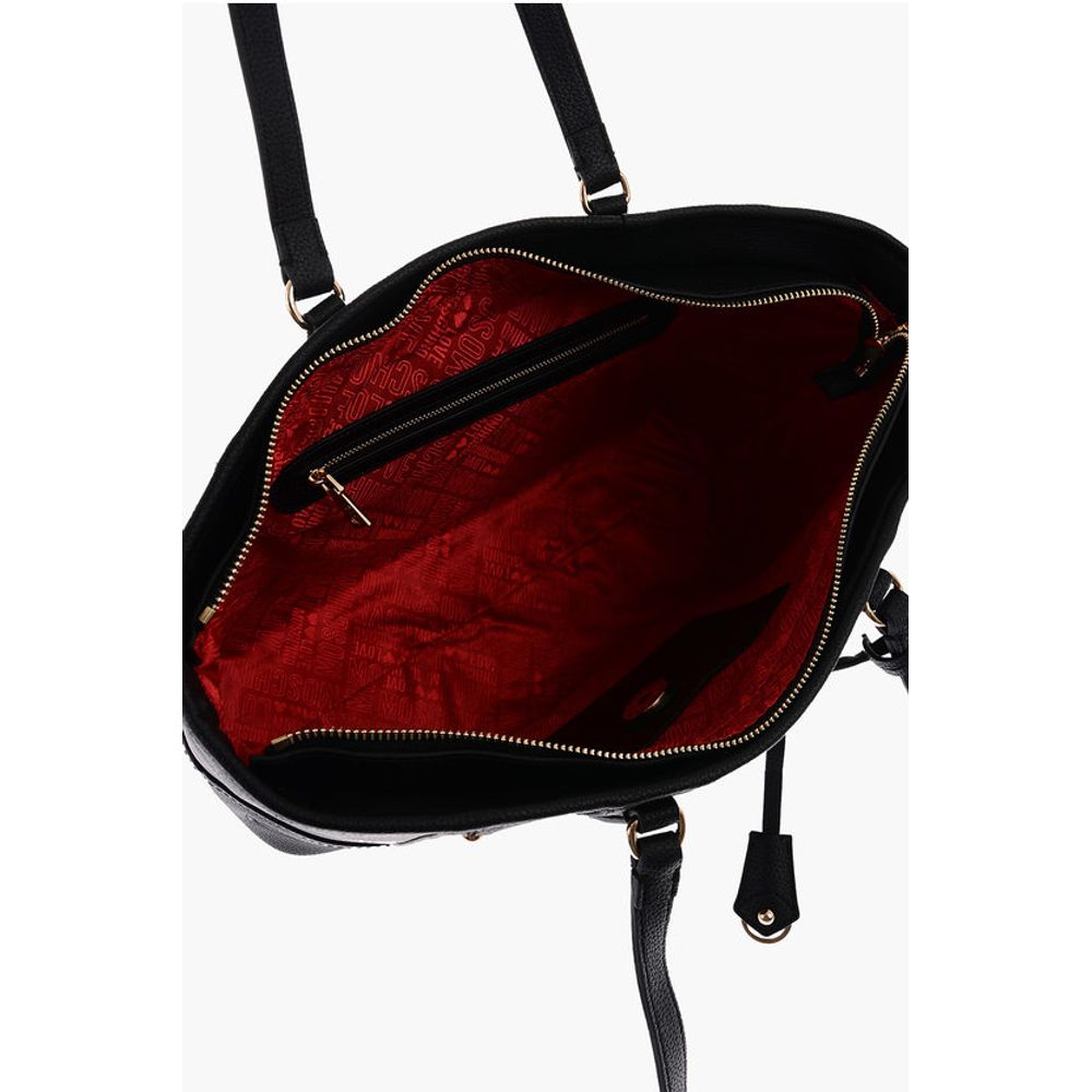 LOVE Textured Faux Leather Tote Bag with Embossed Logo