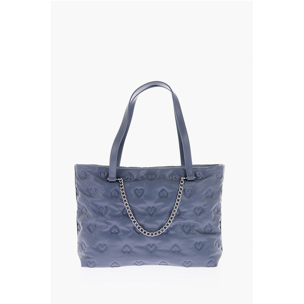 LOVE hearts embossed faux leather shoulder bag