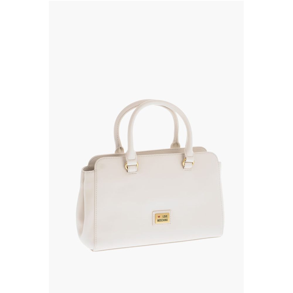 LOVE Double Pocket Faux Leather Tote Bag With Clamp