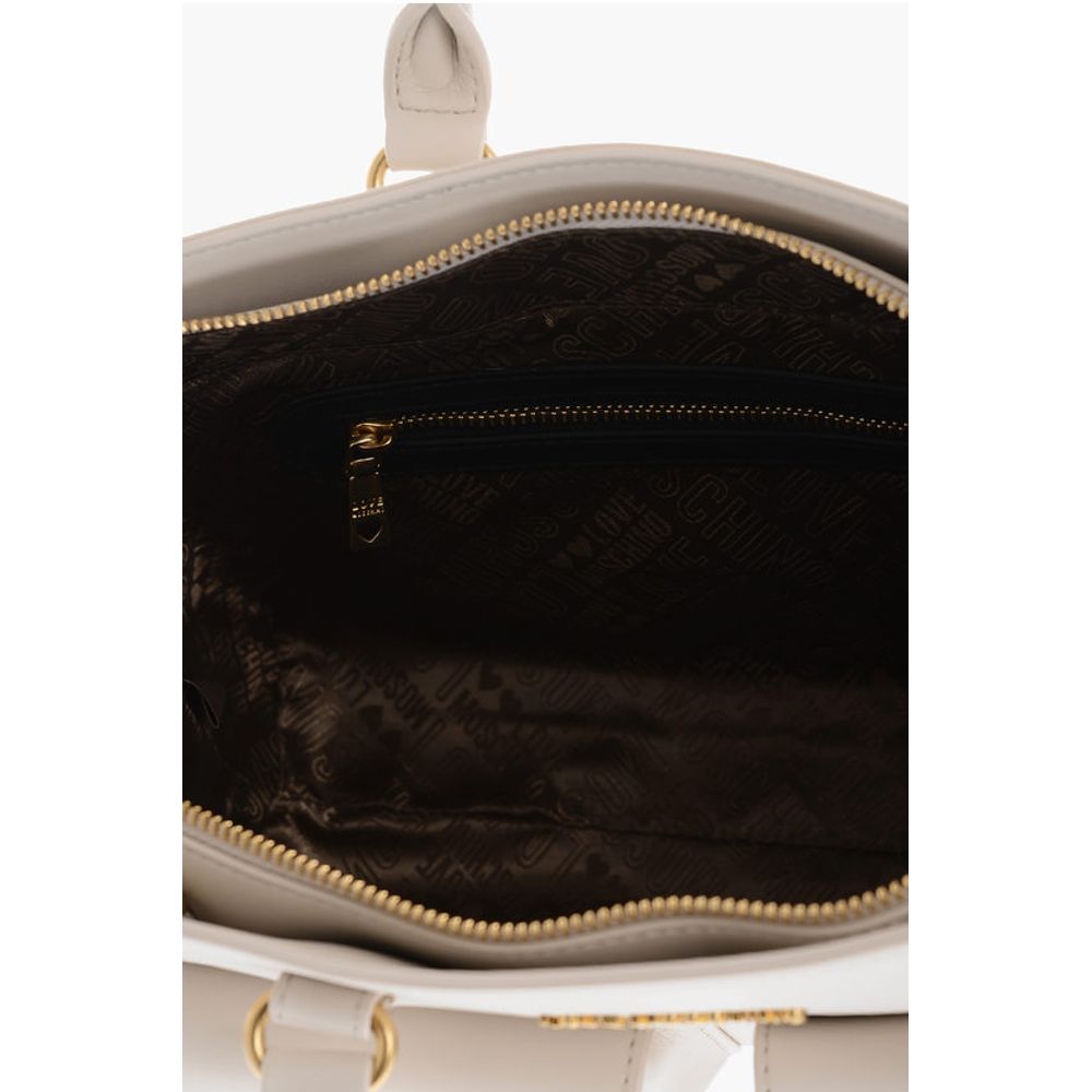 LOVE Double Pocket Faux Leather Tote Bag With Clamp