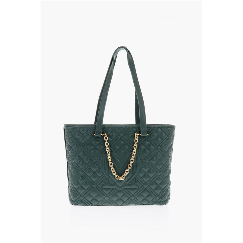 LOVE Faux Leather Quilted Tote Bag with Golden Details