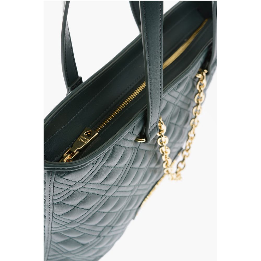 LOVE Faux Leather Quilted Tote Bag with Golden Details
