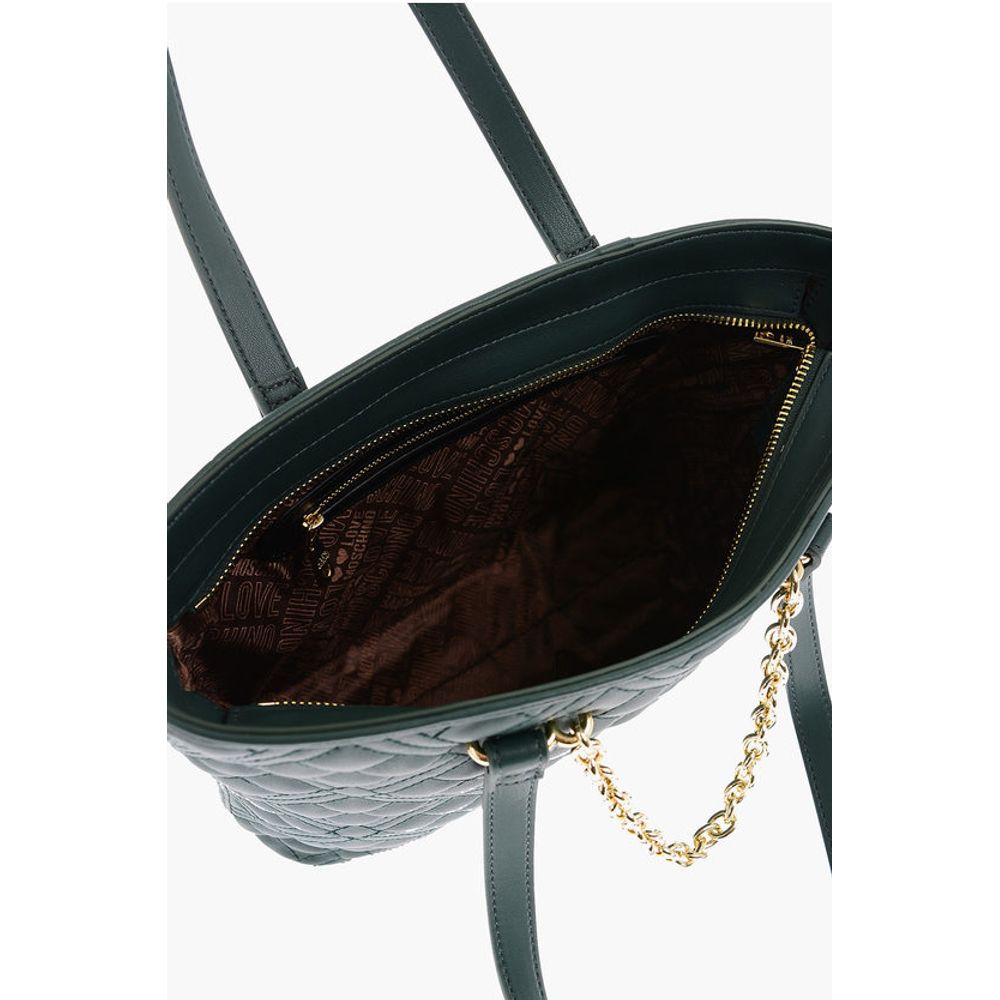 LOVE Faux Leather Quilted Tote Bag with Golden Details