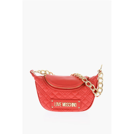 LOVE chain handle quilted faux leather bag