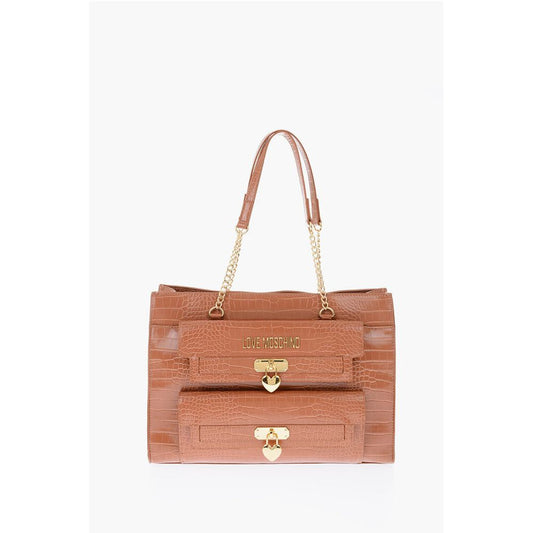 LOVE Crocodile Effect Faux Leather Tote Bag