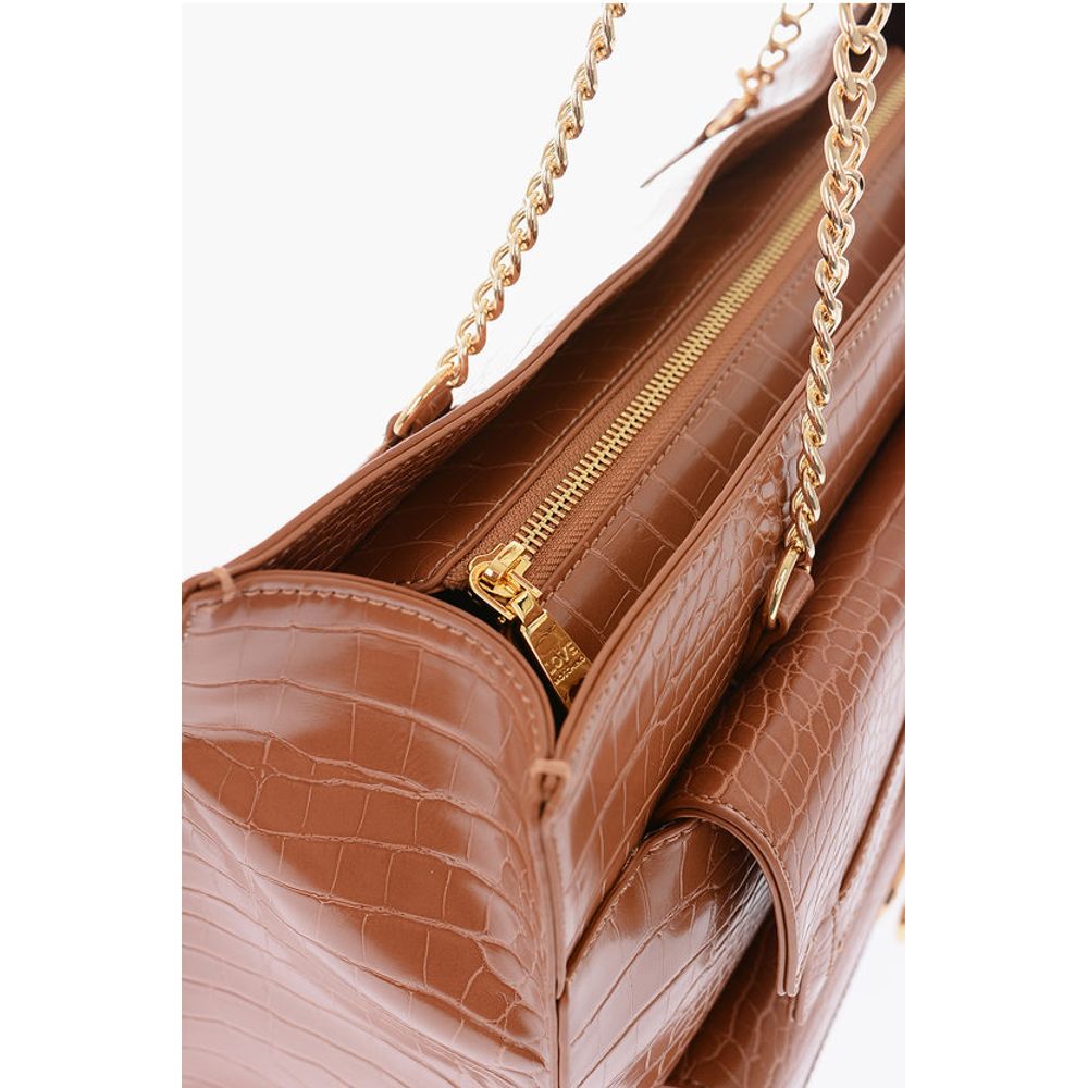 LOVE Crocodile Effect Faux Leather Tote Bag