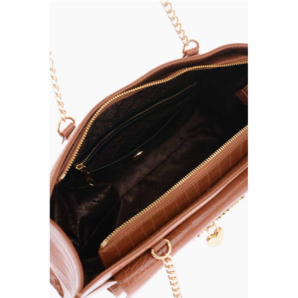 LOVE Crocodile Effect Faux Leather Tote Bag