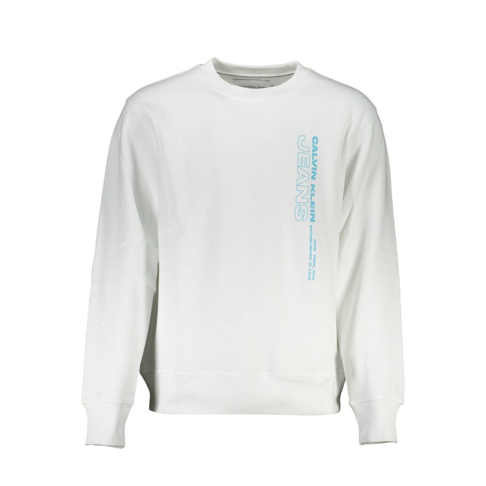 Crujiente jersey blanco con cuello redondo y mezcla de algodón
