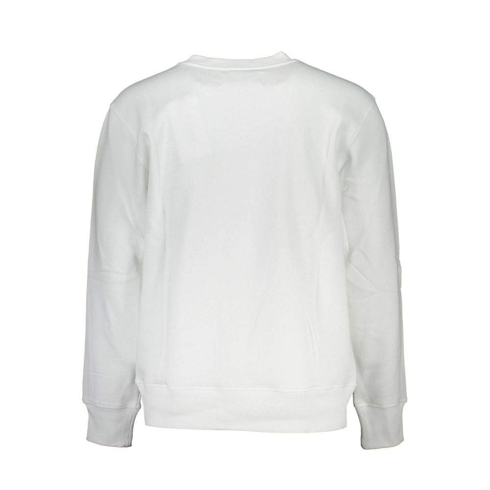 Crujiente jersey blanco con cuello redondo y mezcla de algodón