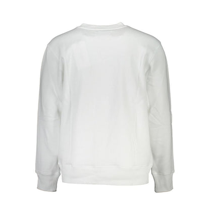 Crujiente jersey blanco con cuello redondo y mezcla de algodón