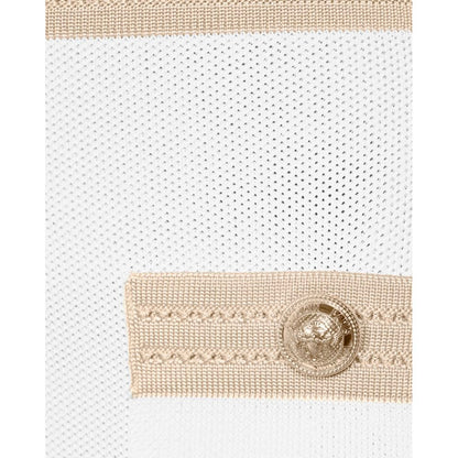White Viscose Women Dress with Faux Gold Buttons