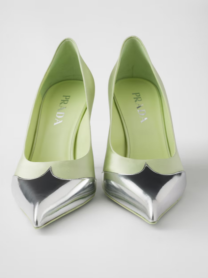 Satin And Metallic Leather Pumps