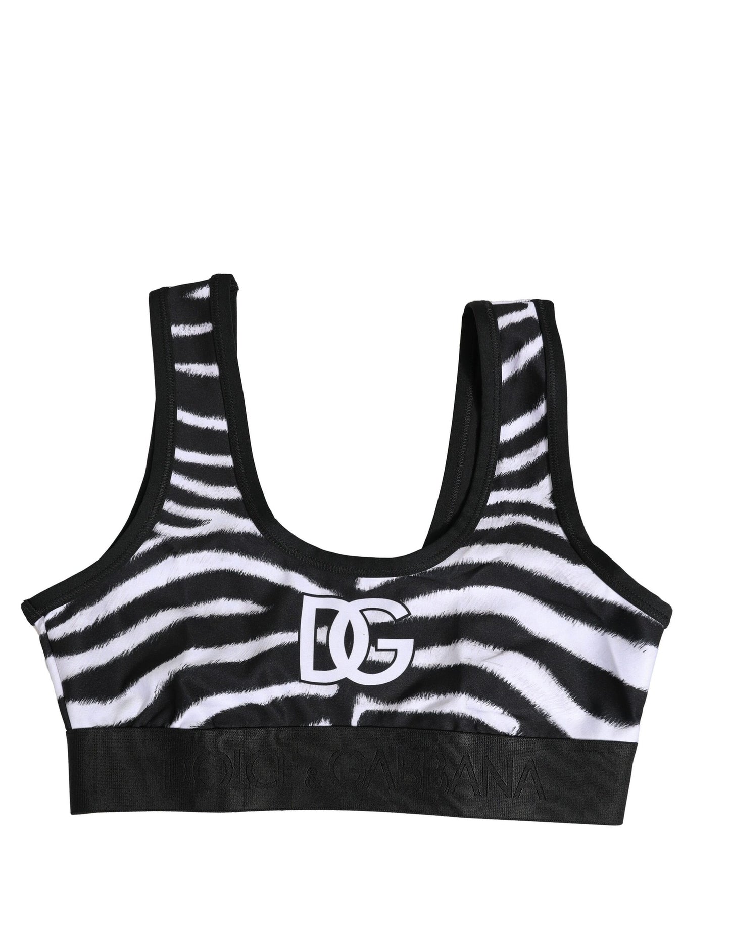 Black White Cotton Logo Sports Bra Underwear
