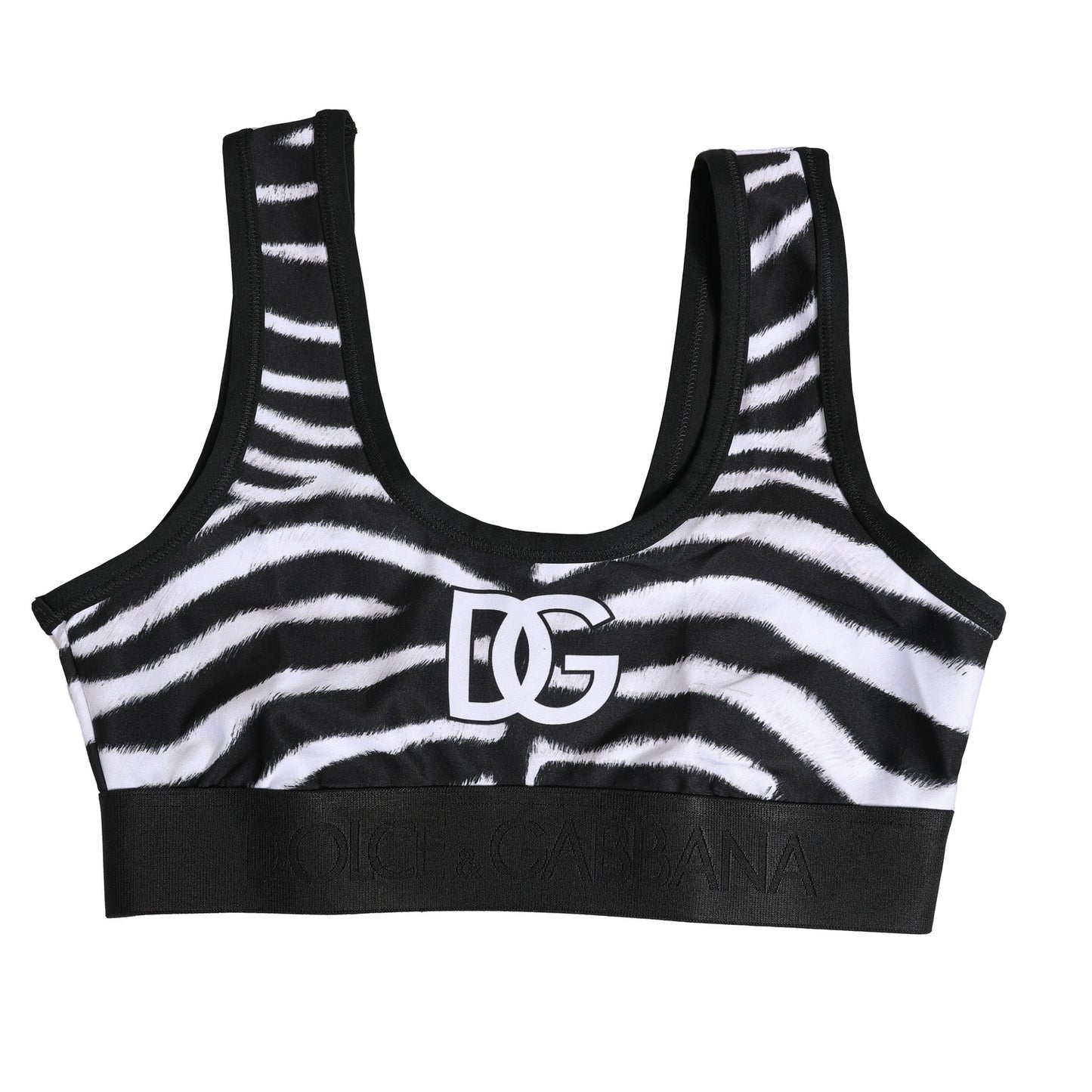 Black White Cotton Logo Sports Bra Underwear