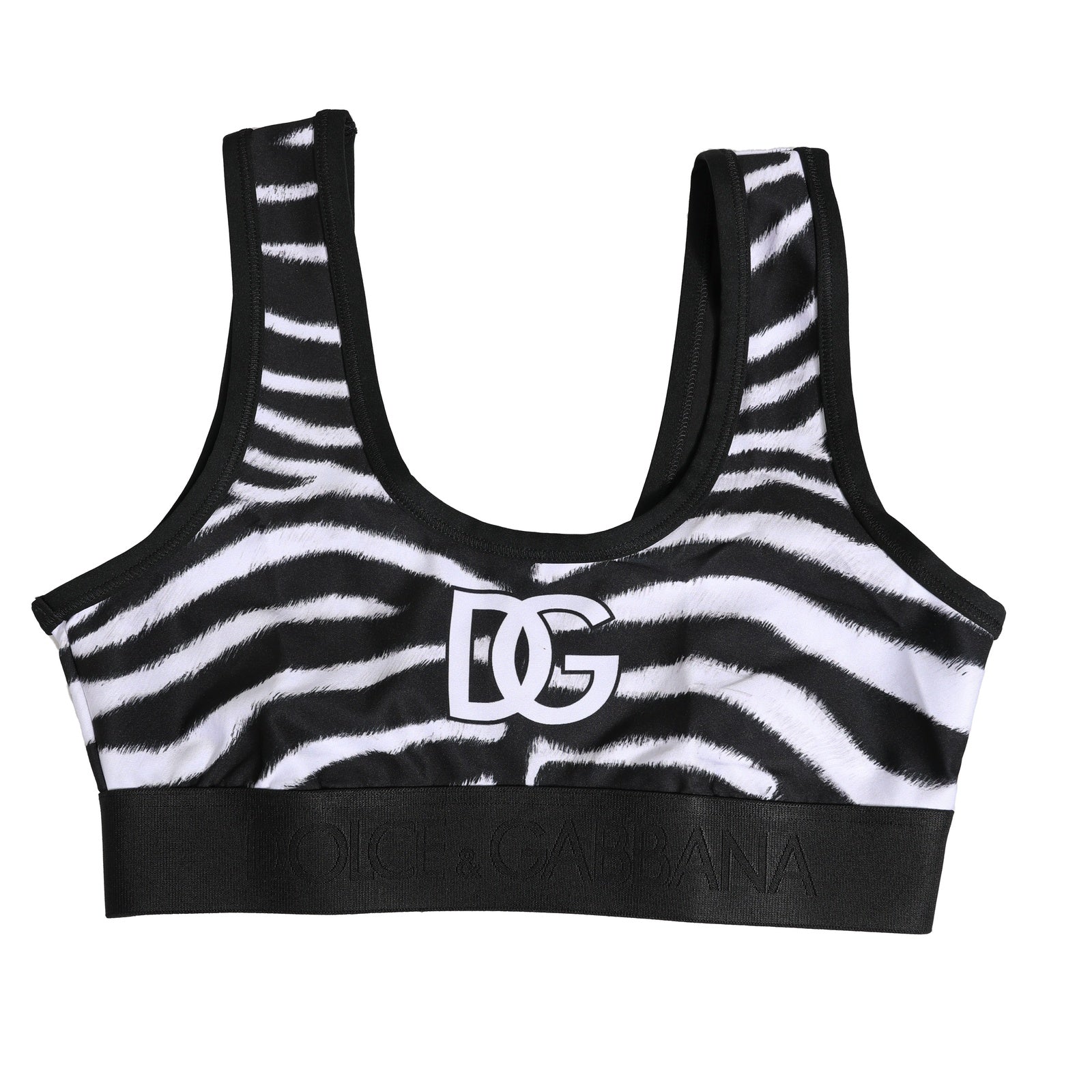 Black White Cotton Logo Sports Bra Underwear