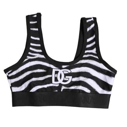 Black White Cotton Logo Sports Bra Underwear