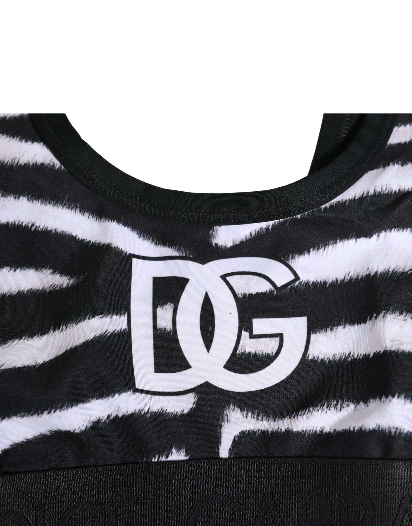 Black White Cotton Logo Sports Bra Underwear