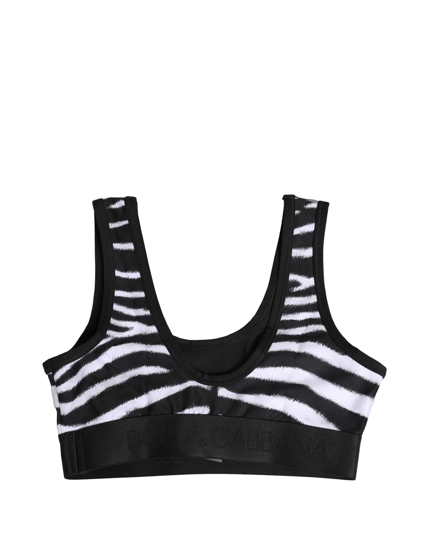 Black White Cotton Logo Sports Bra Underwear