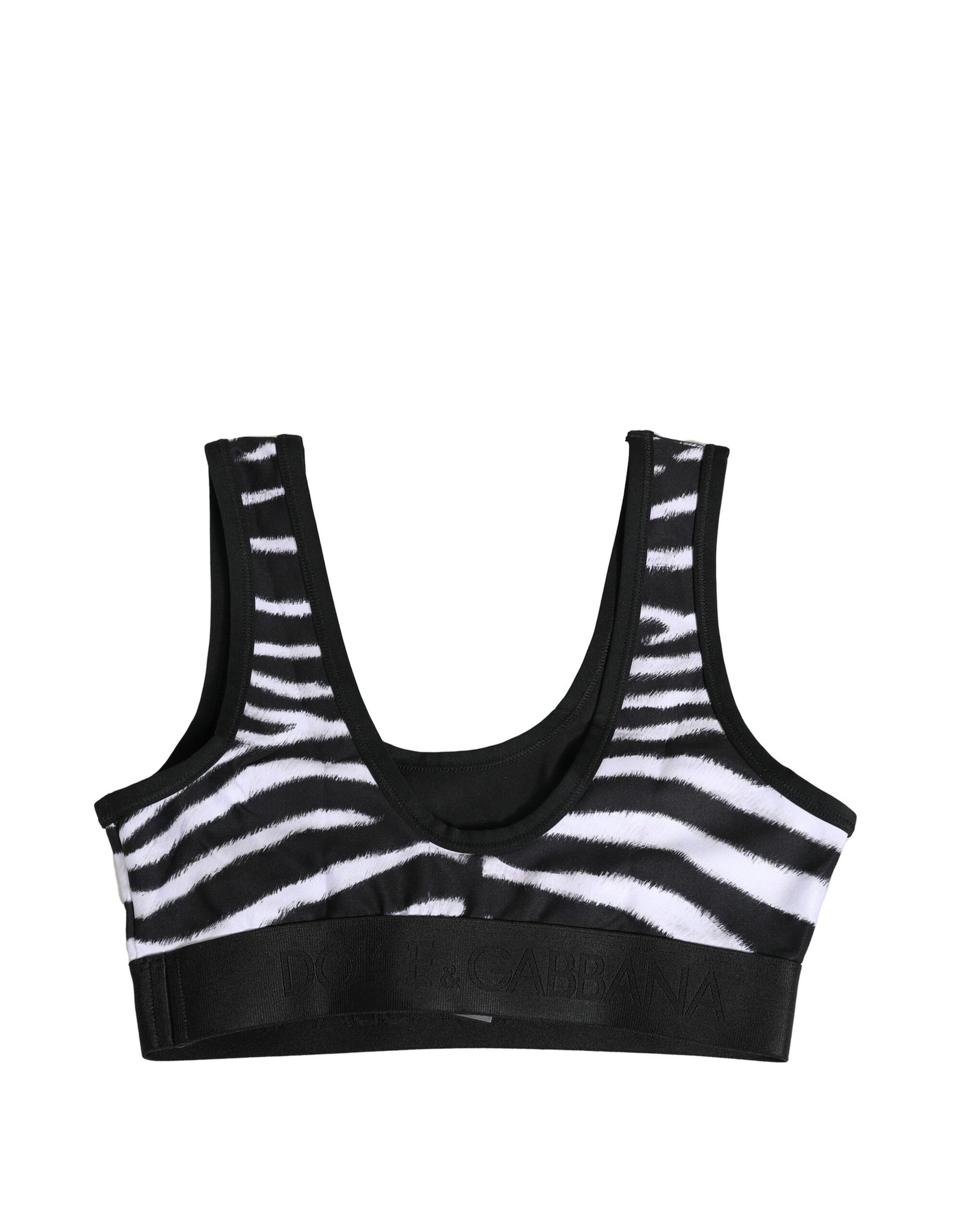 Black White Cotton Logo Sports Bra Underwear