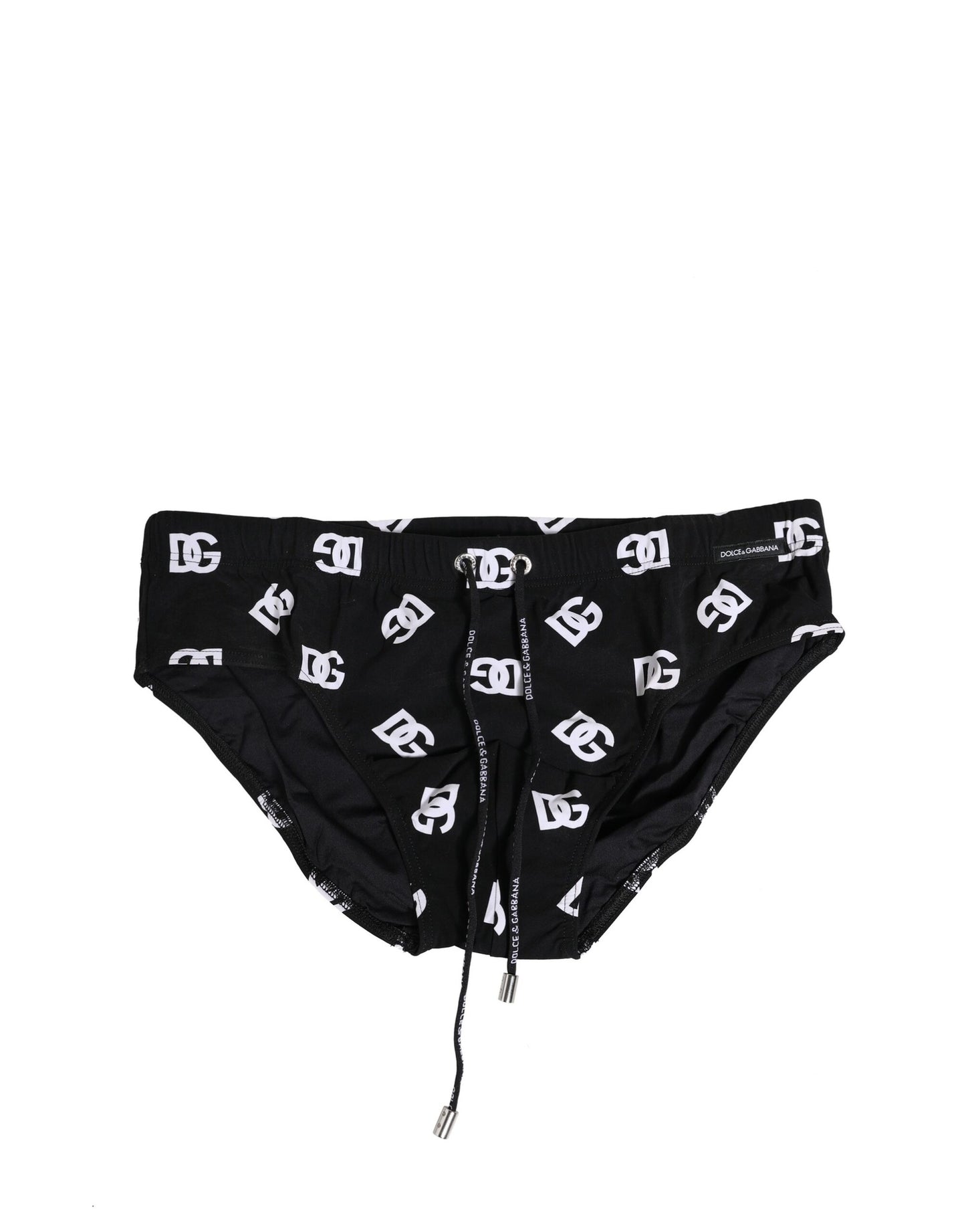 Black Nylon Logo Print Beachwear Brief Swimwear
