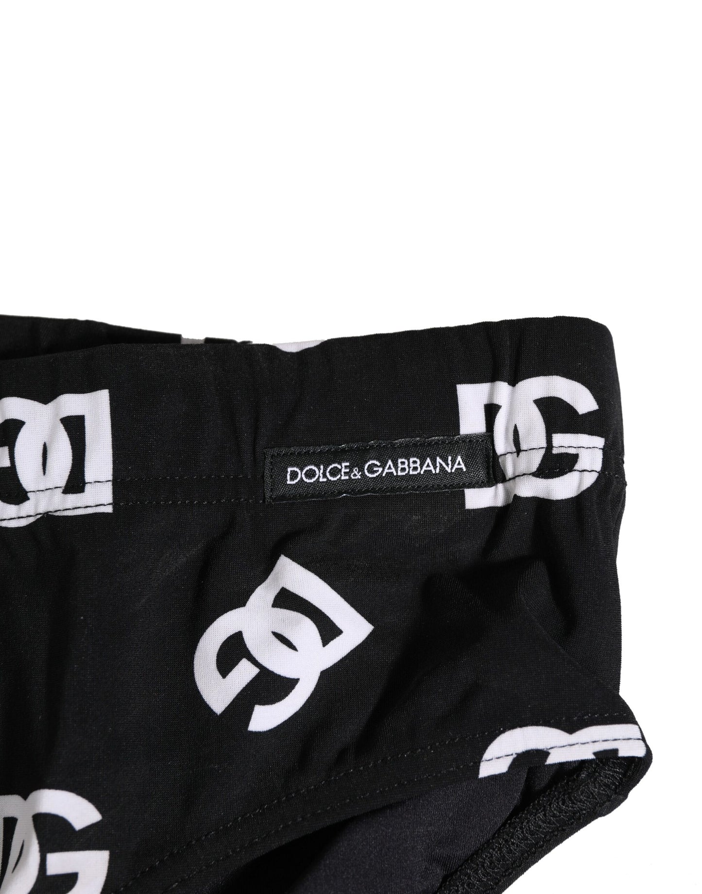 Black Nylon Logo Print Beachwear Brief Swimwear