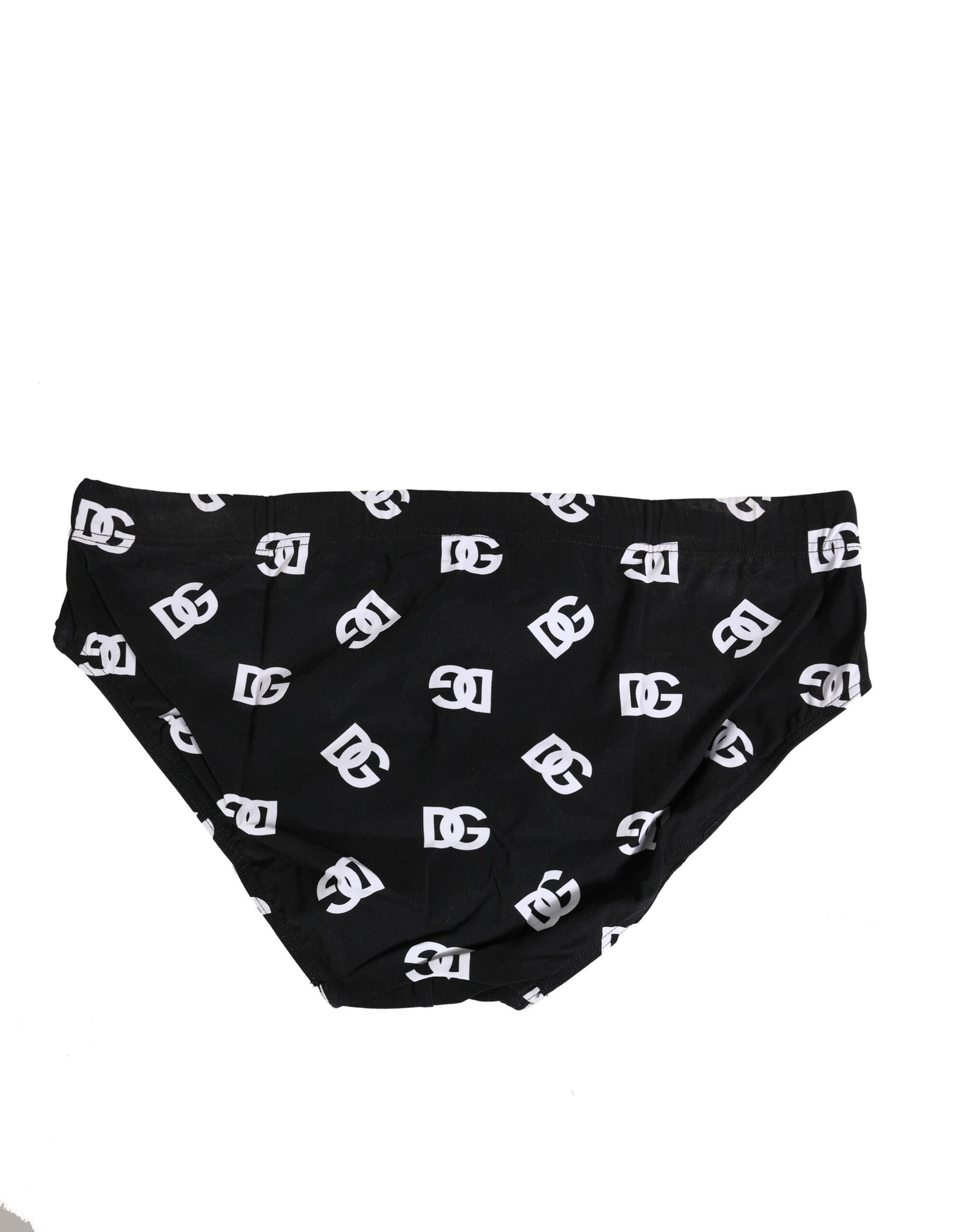 Black Nylon Logo Print Beachwear Brief Swimwear