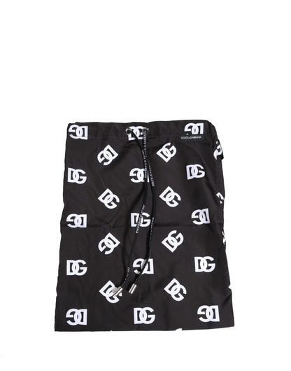 Black Nylon Logo Print Beachwear Brief Swimwear