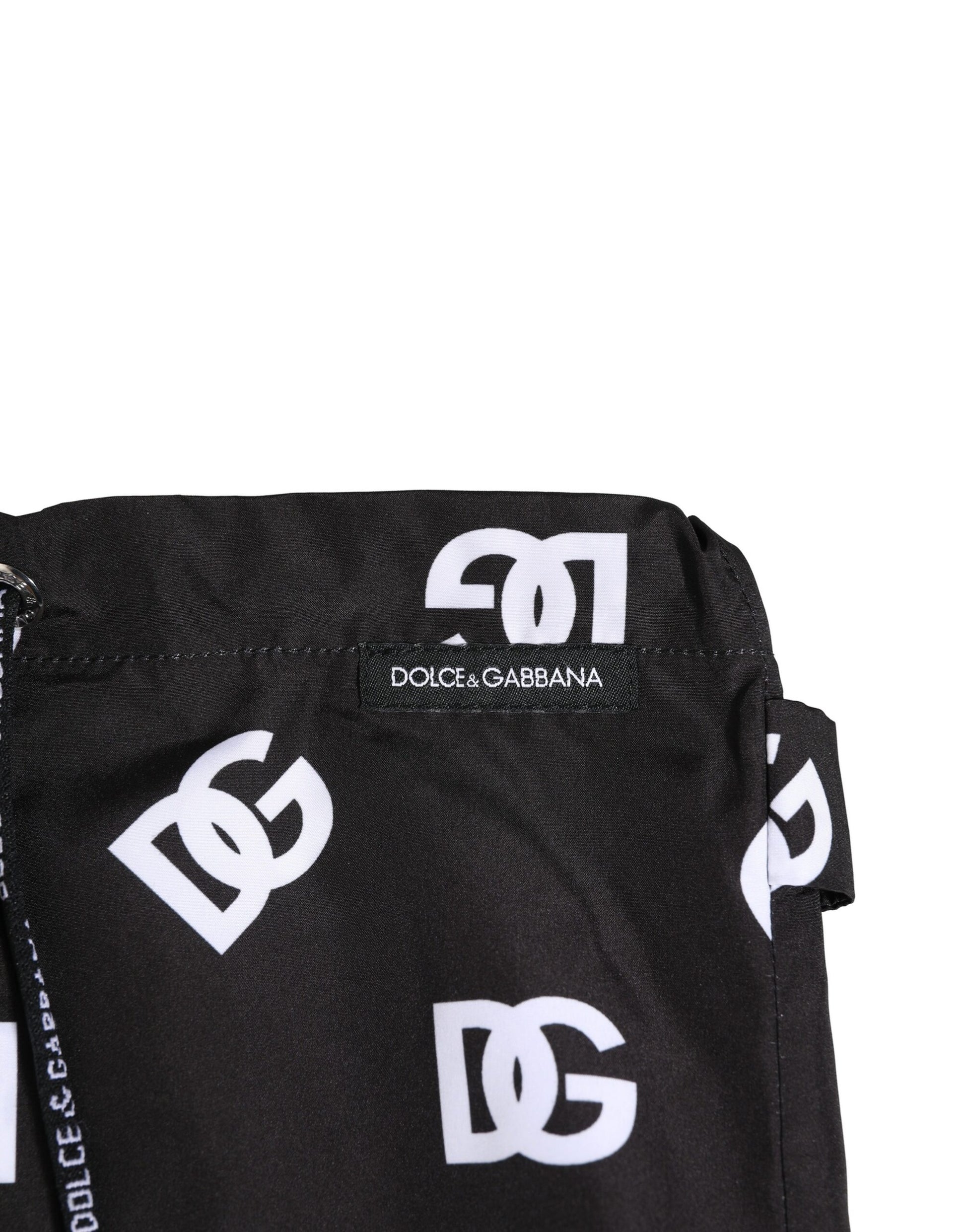 Black Nylon Logo Print Beachwear Brief Swimwear