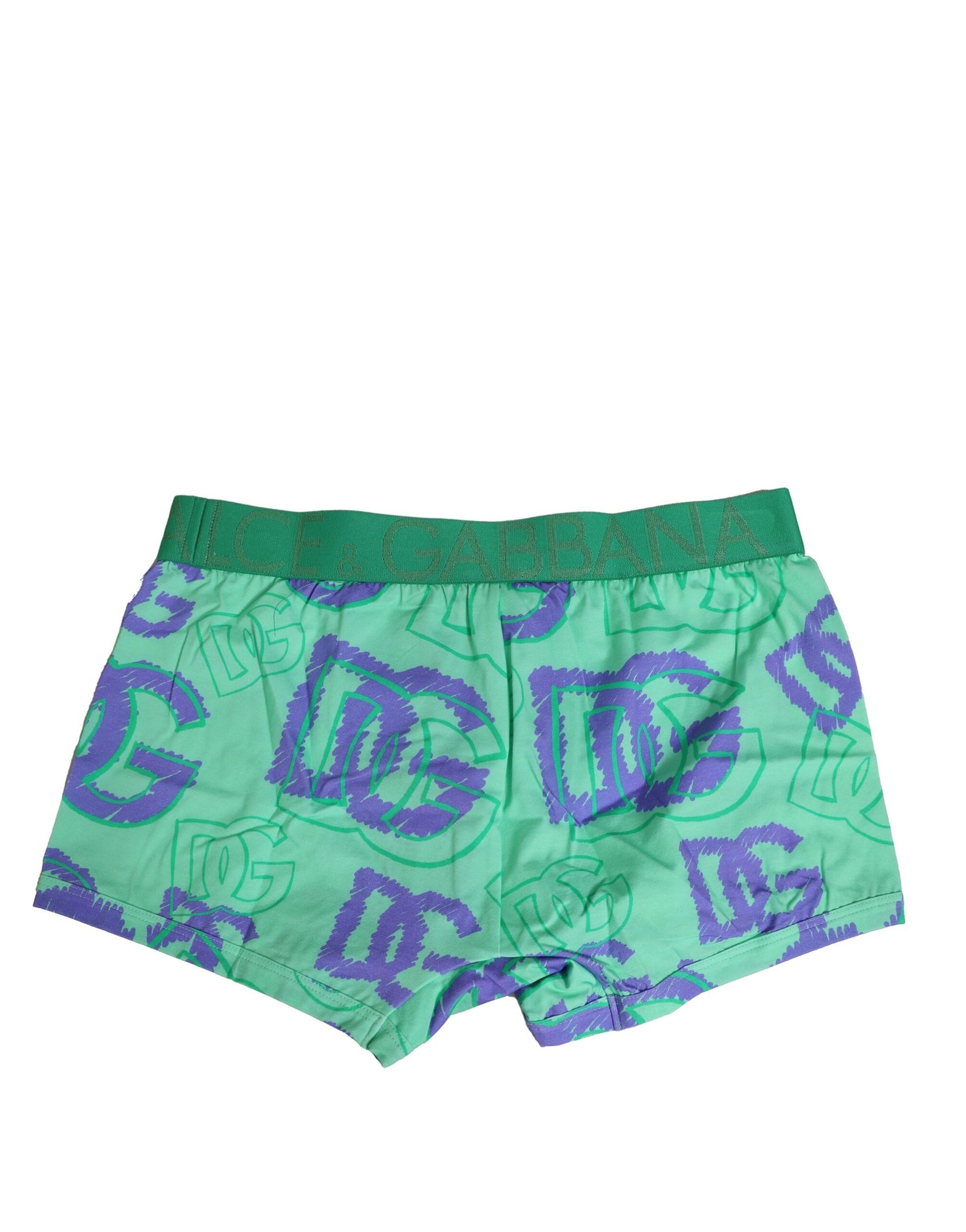Green Cotton DG Logo Printed Boxer Underwear