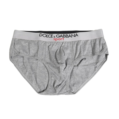 Gray Cotton Stretch Regular Men Brief Underwear