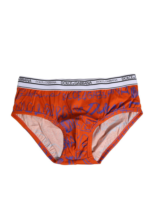 Orange Cotton DG Logo Printed Brief Underwear