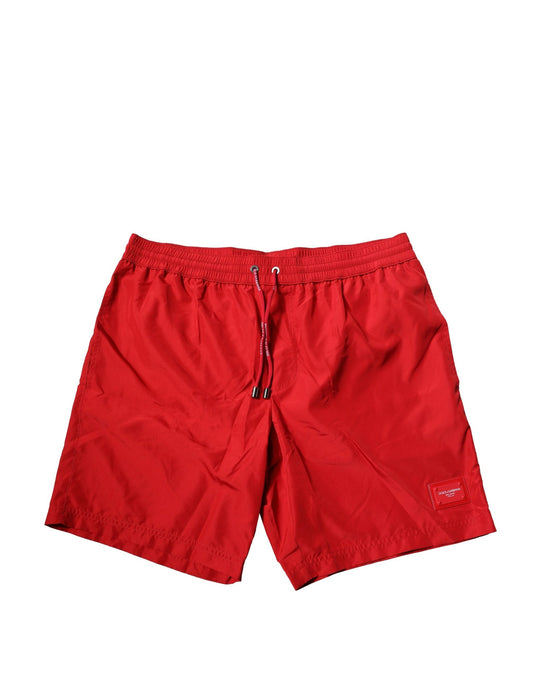 Red DG Logo Plaque Beachwear Shorts Swimwear