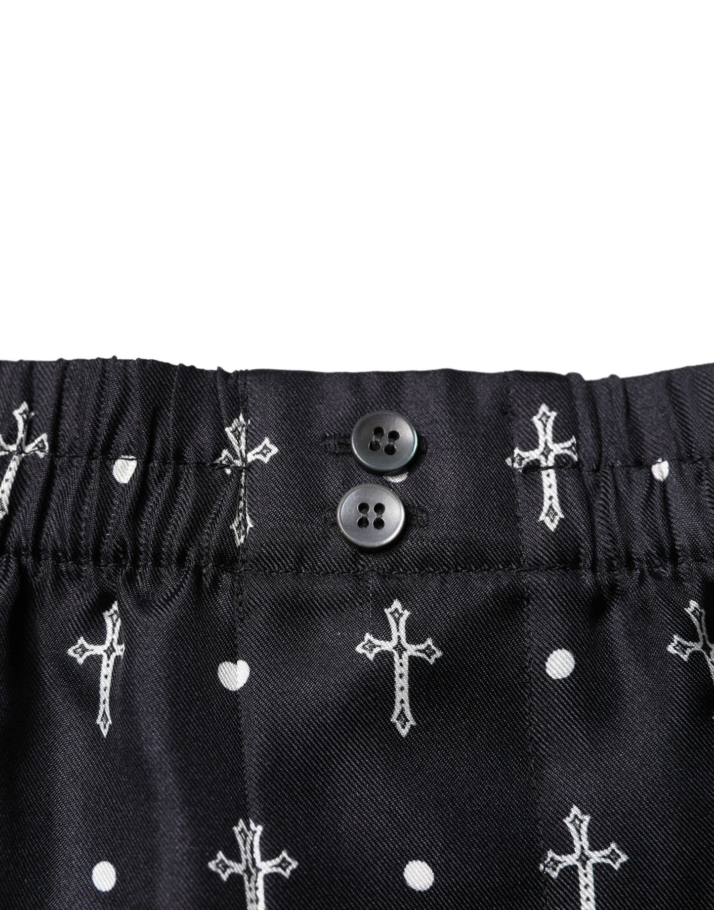 Black Silk Printed Beachwear Shorts Swimwear