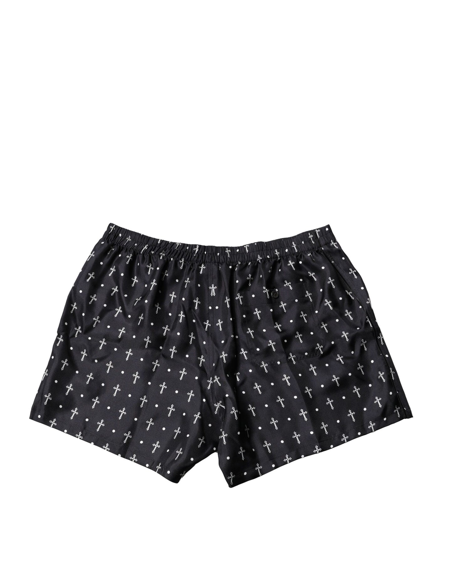 Black Silk Printed Beachwear Shorts Swimwear