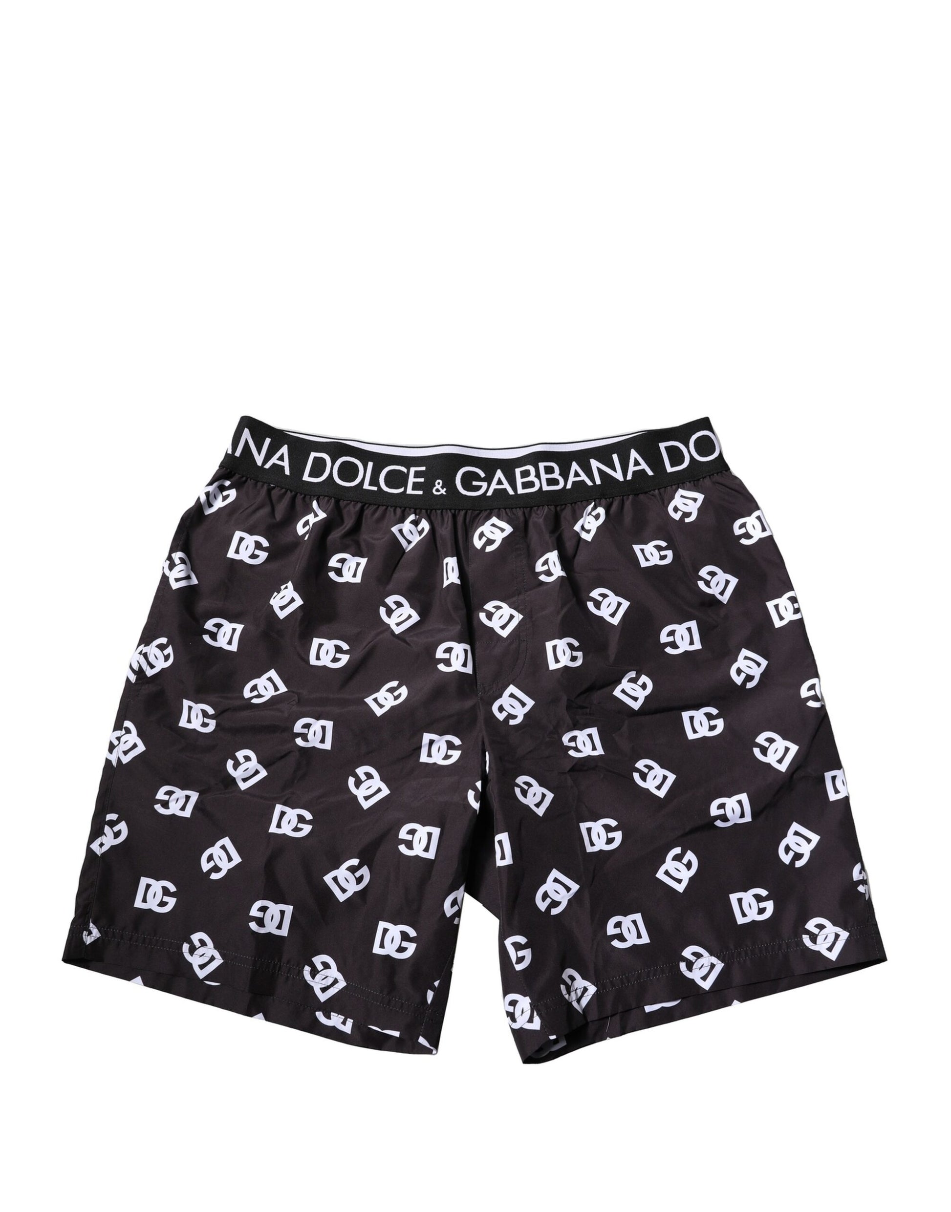 Black DG Logo Print Beachwear Shorts Swimwear
