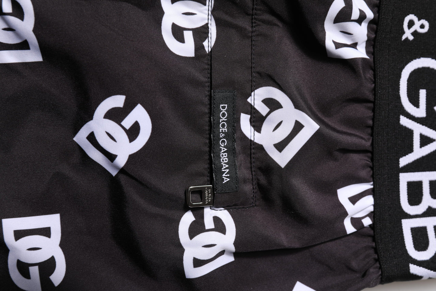 Black DG Logo Print Beachwear Shorts Swimwear