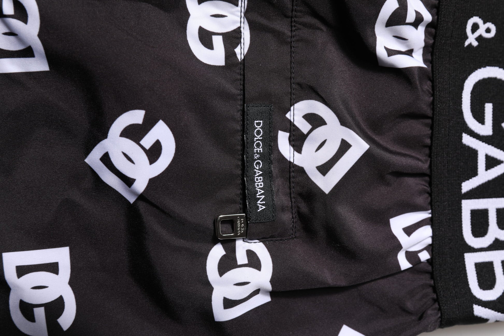 Black DG Logo Print Beachwear Shorts Swimwear