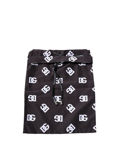 Black DG Logo Print Beachwear Shorts Swimwear