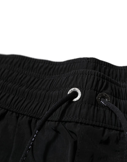 Black Polyester Beachwear Men Shorts Swimwear