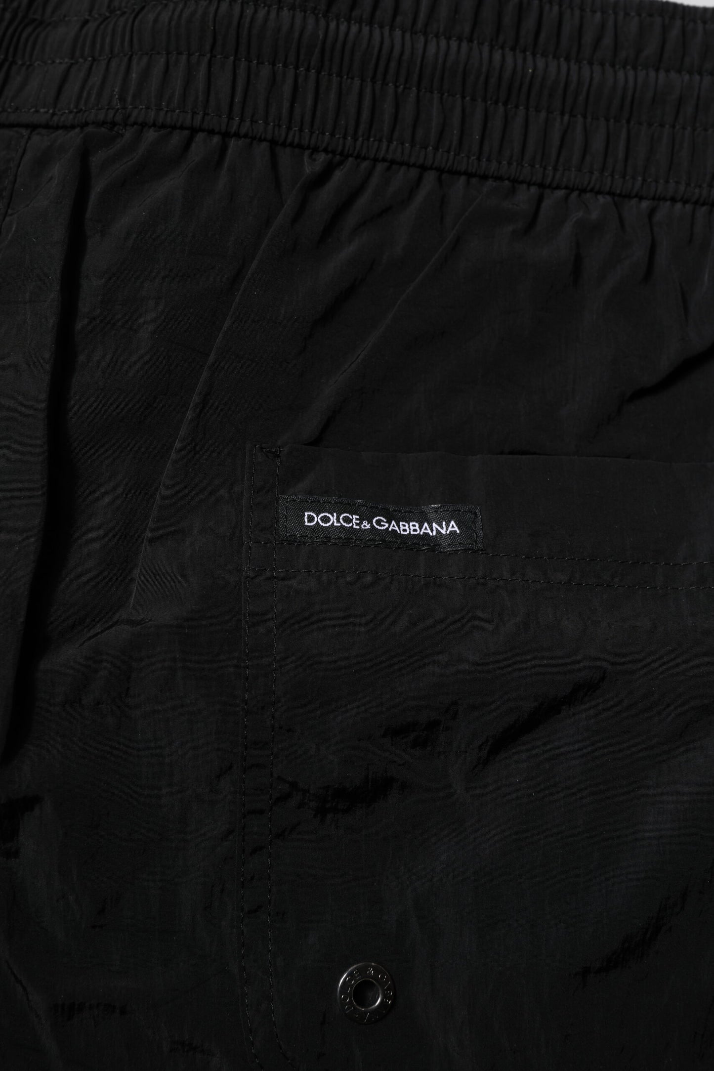 Black Polyester Beachwear Men Shorts Swimwear