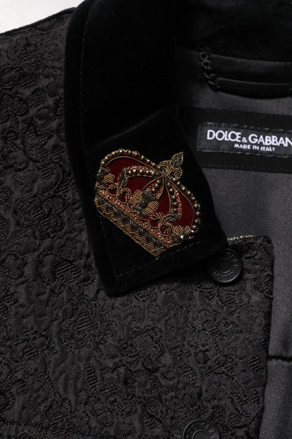 Black Gold Floral Jacquard Men Biker Jacket