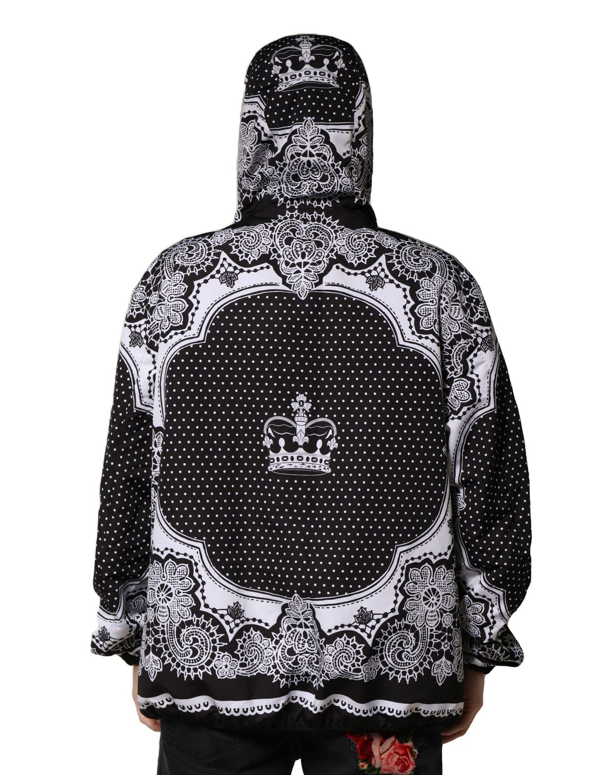 Black Bandana Print Hooded Bomber Jacket