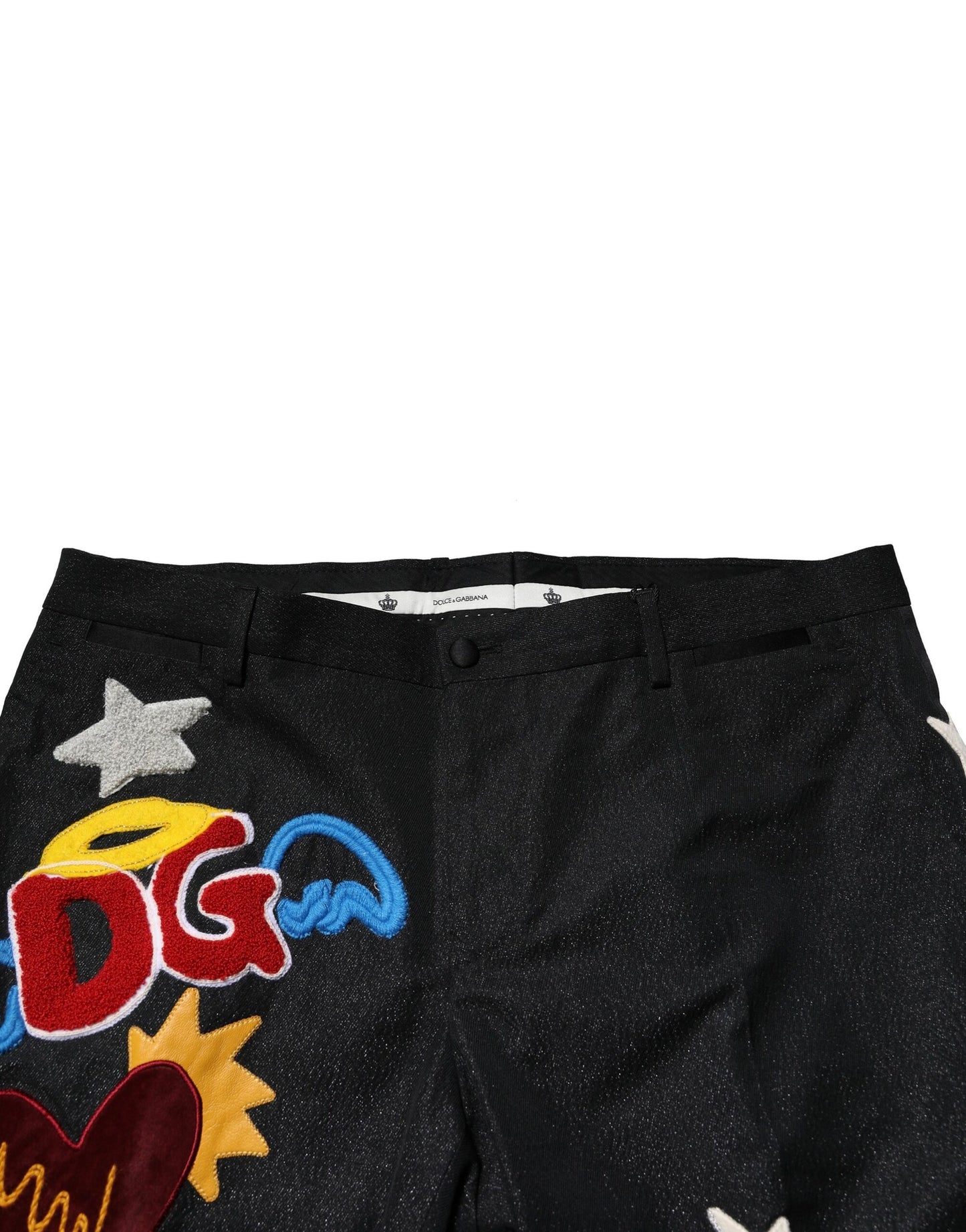 Black Graphic Embroidery Men Pants