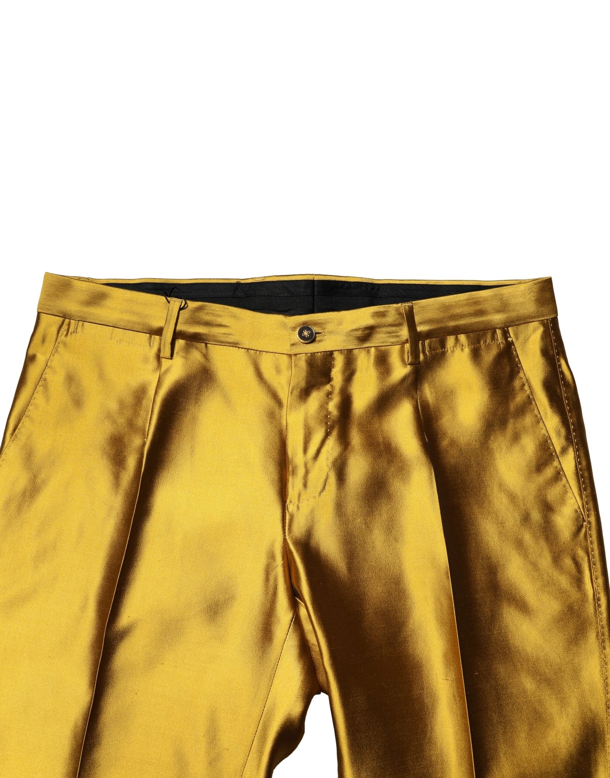 Yellow Silk Tapered Dress Men Pants