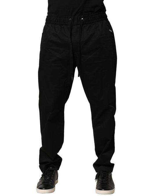 Black Cotton Stretch Jogger Pants