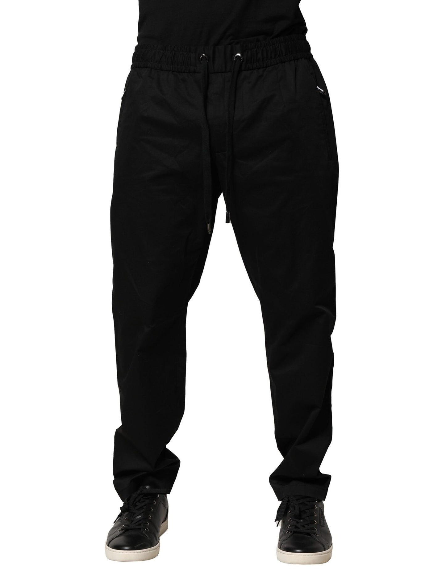 Black Cotton Stretch Jogger Pants