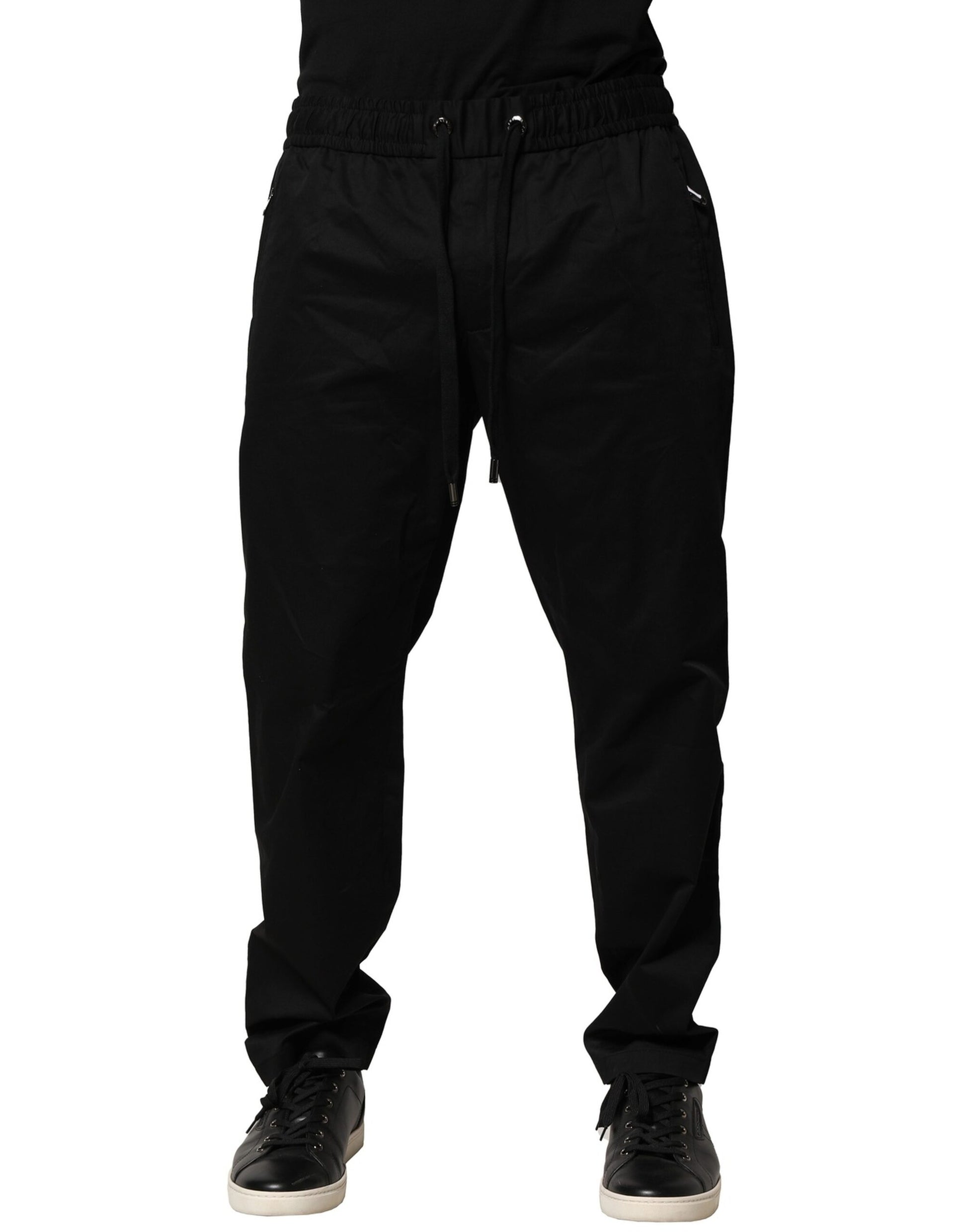 Black Cotton Stretch Jogger Pants