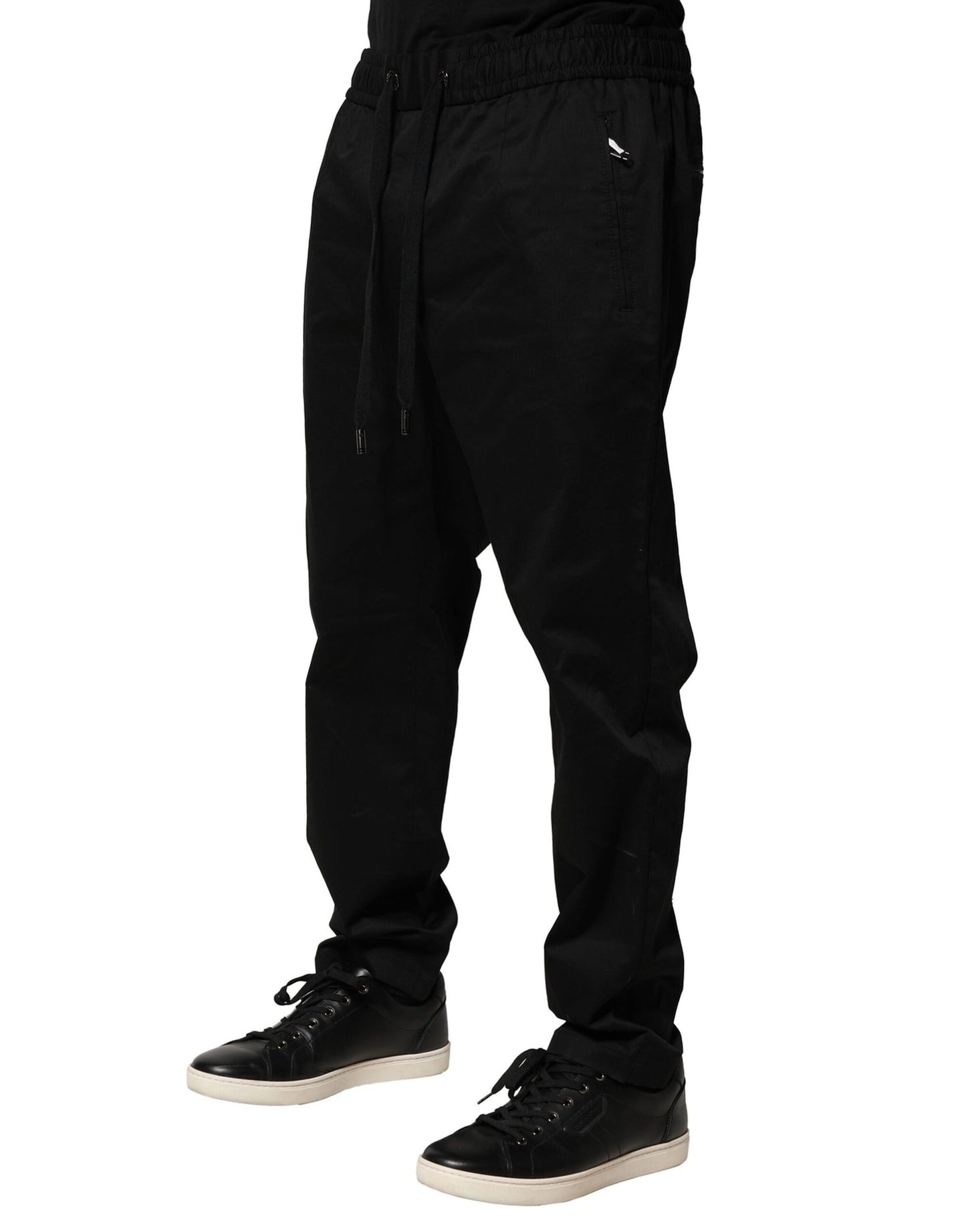 Black Cotton Stretch Jogger Pants