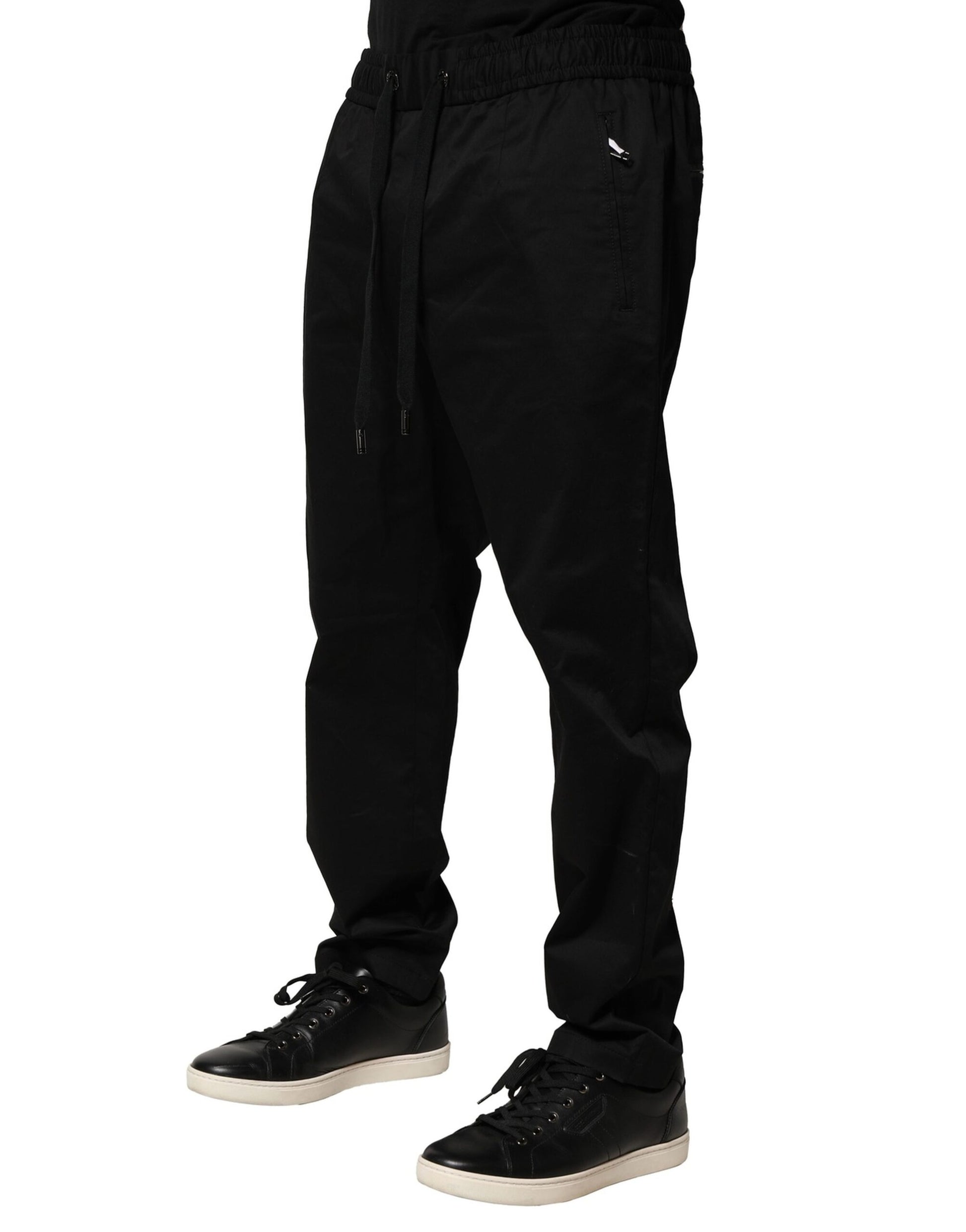 Black Cotton Stretch Jogger Pants